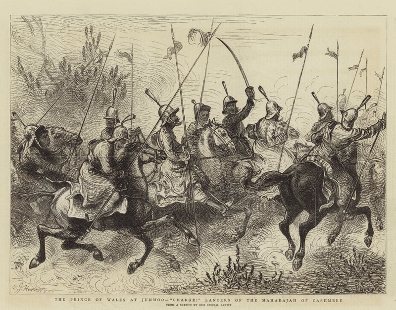 Le prince de Galles à Jummoo, Charge ! Lanciers du Maharajah du Cachemire - William John Hennessy