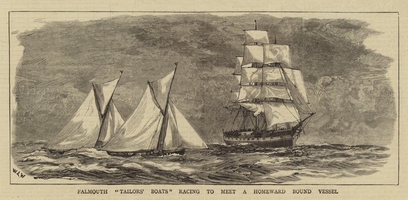 Bateaux des tailleurs de Falmouth courant à la rencontre d