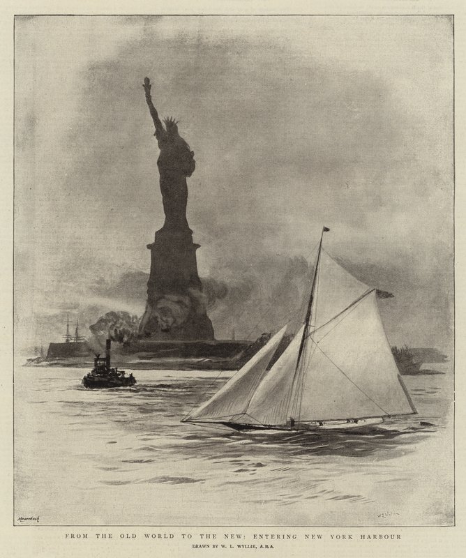 Du Vieux Monde au Nouveau, entrant dans le port de New York - William Lionel Wyllie