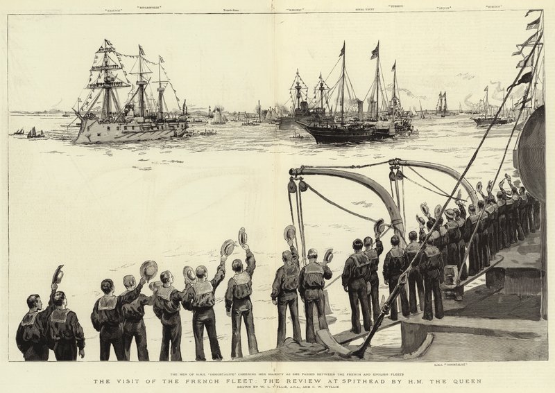 La visite de la flotte française, la revue à Spithead par Sa Majesté la Reine - William Lionel Wyllie