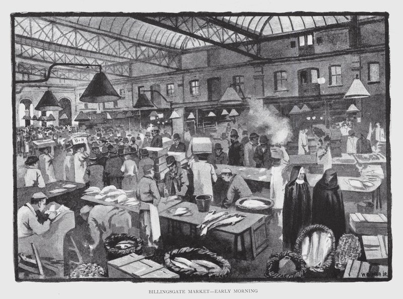 Marché de Billingsgate, tôt le matin - William Luker