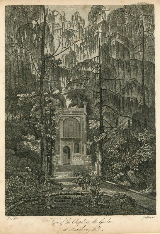 Vue de la chapelle dans le jardin de Strawberry Hill, Twickenham, Londres - William Pars