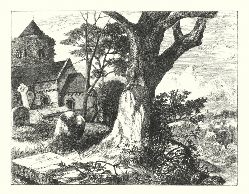 Le cimetière du village (gravure) - William Paton Burton