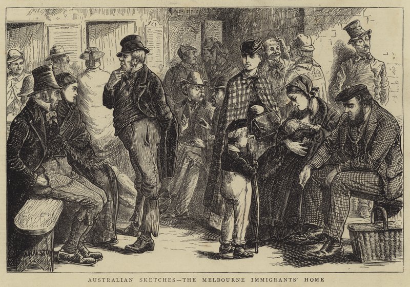 Croquis australiens, le foyer des immigrants de Melbourne - William Ralston