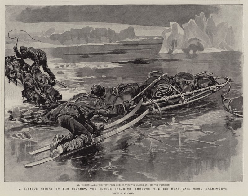 Un grave accident en voyage, le traîneau traversant la glace près du cap Cecil Harmsworth - William Small