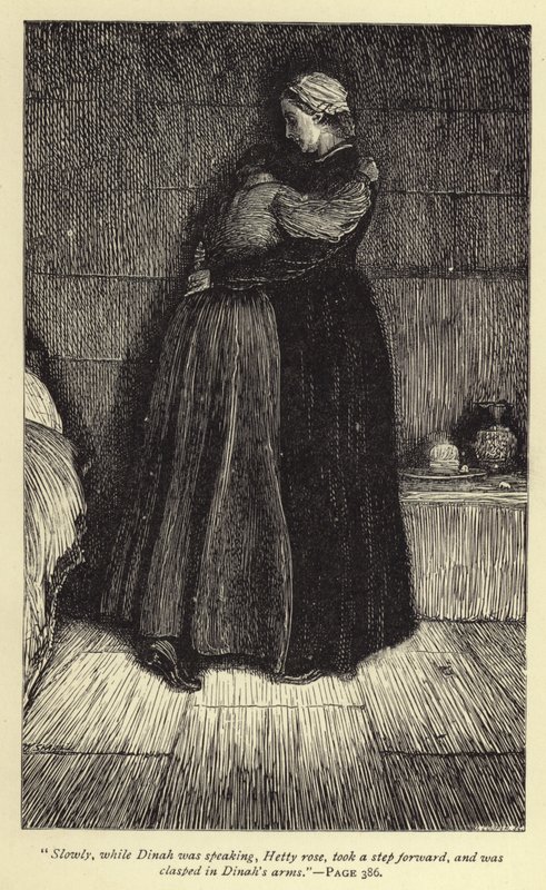Lentement, pendant que Dinah parlait, Hetty se leva, fit un pas en avant et fut prise dans les bras de Dinah - William Small