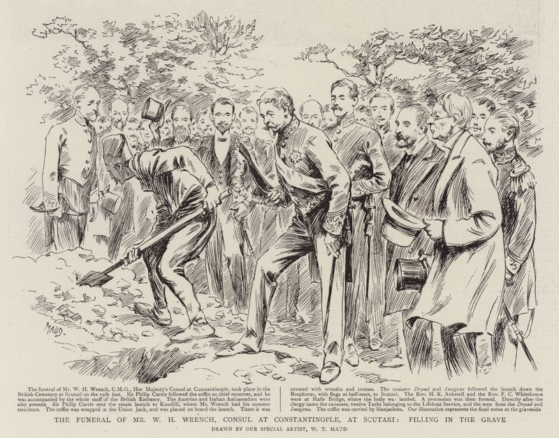 Les funérailles de M. W H Wrench, consul à Constantinople, à Scutari, remplissant la tombe - William T. Maud