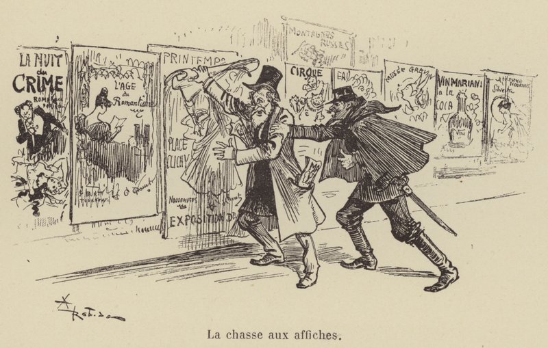 La chasse aux affiches - after Albert Robida