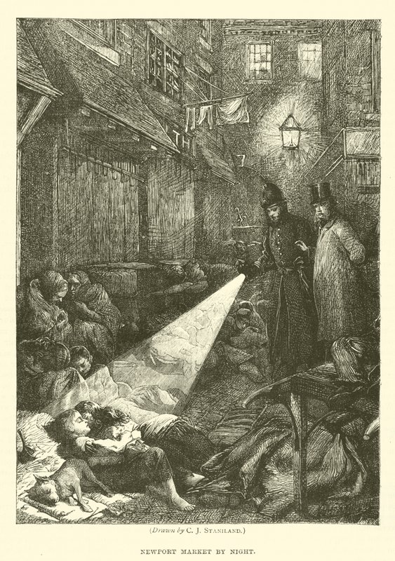 Marché de Newport de nuit - after Charles J. Staniland