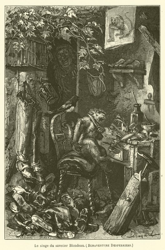 Le singe du savetier Blondeau, Bonaventure Desperriers - after Emile Antoine Bayard