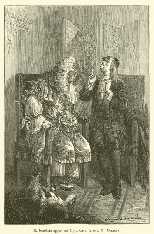 M. Jourdain apprenant à prononcer la voix U, Molière - after Emile Antoine Bayard