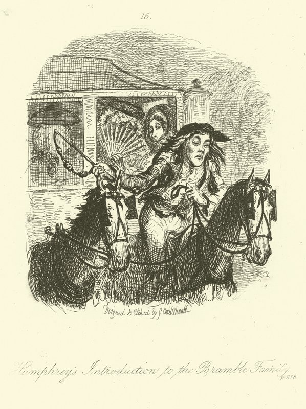 Illustration pour Humphry Clinker de Tobias Smollett - after George Cruikshank
