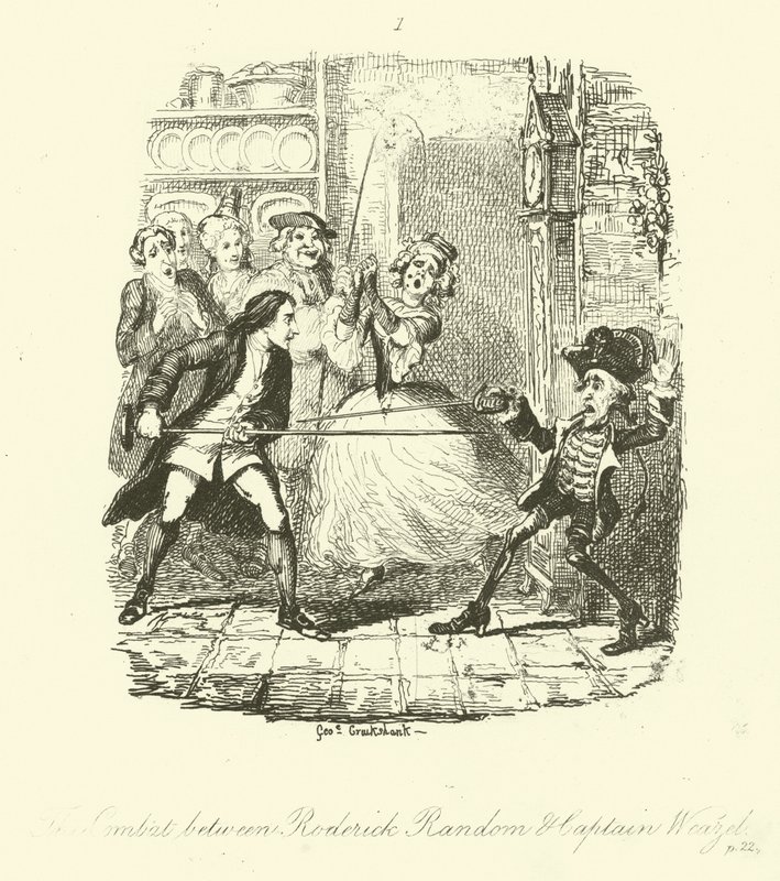 Illustration pour Roderick Random de Tobias Smollett - after George Cruikshank