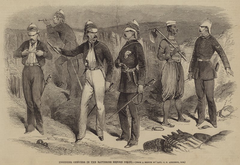 Officiers ingénieurs dans les batteries devant Delhi - after George Francklin Atkinson
