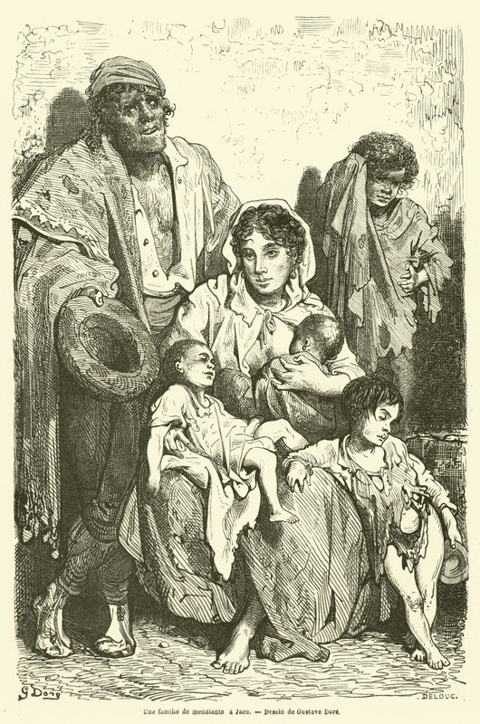 Une famille de mendiants à Jaén - Gustave after Dore