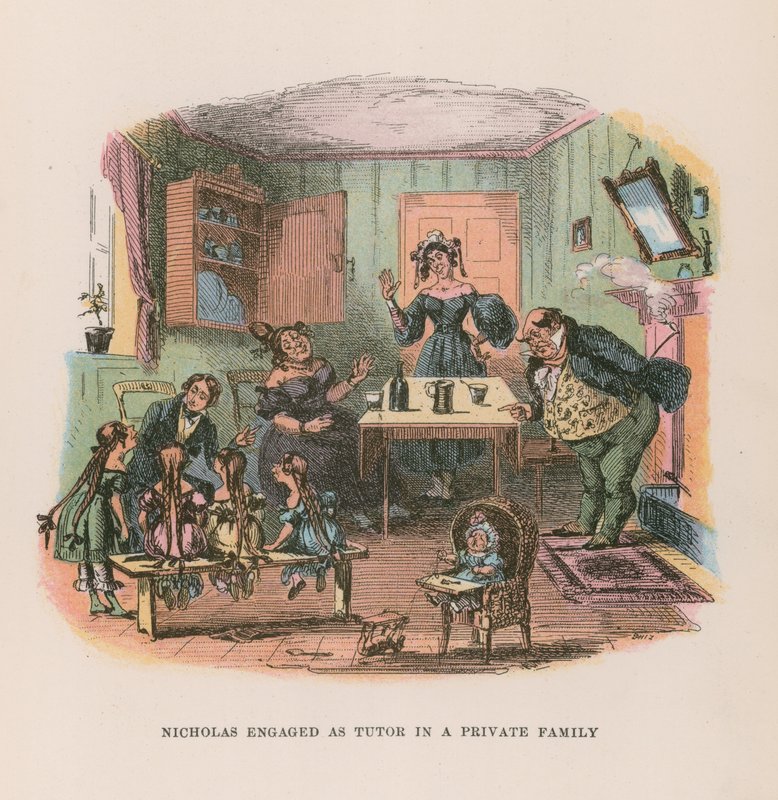 Illustration pour Nicholas Nickleby (lithographie en couleur) - after Hablot Knight Browne