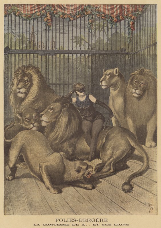 La comtesse de X et ses lions aux Folies-Bergère - after Henri Meyer