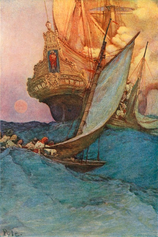 Une attaque sur un galion - after Howard Pyle