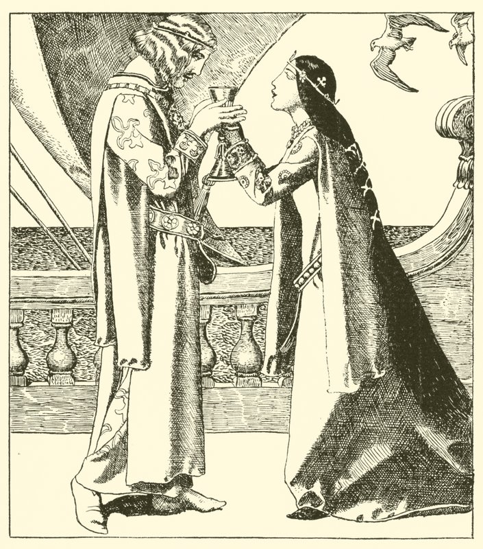 Belle Isoult et Sir Tristram boivent le philtre d