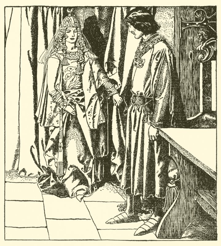 La reine Morgane apparaît à Sir Launcelot - after Howard Pyle