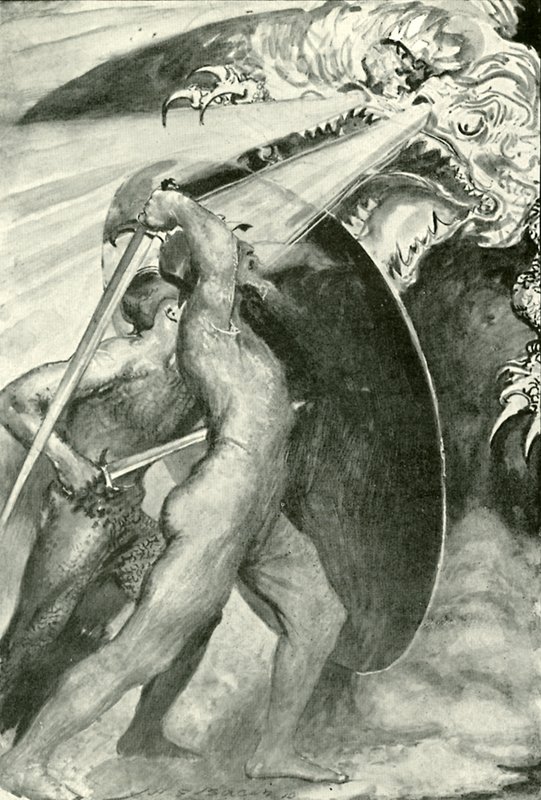 Les deux guerriers se tenaient derrière le bouclier de fer - after John Henry Frederick Bacon