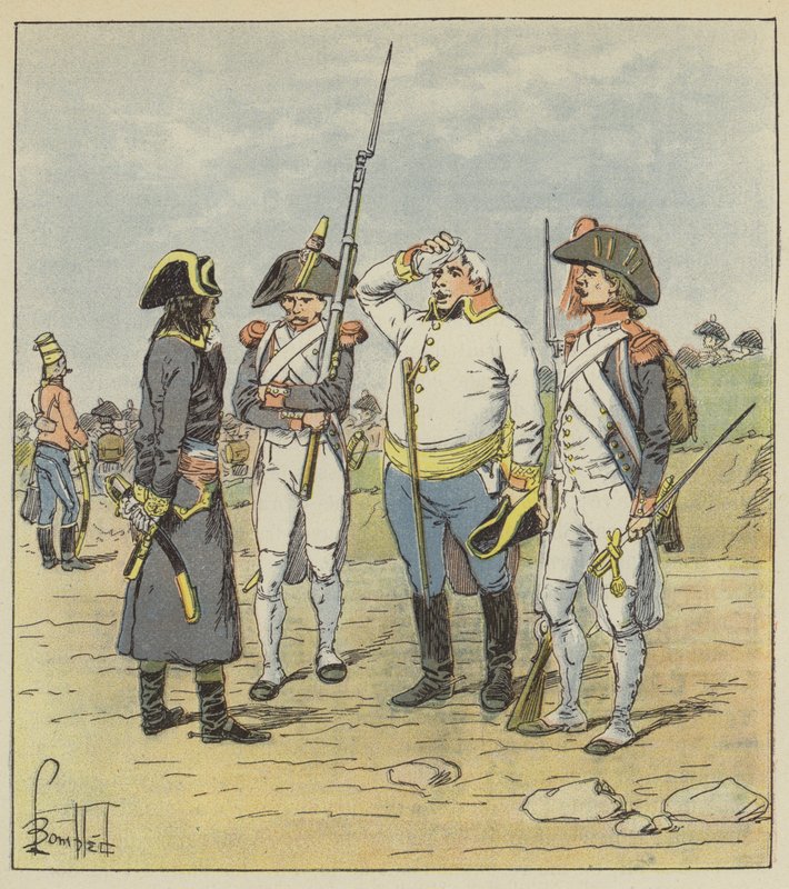 Bonaparte interroge un gros major autrichien prisonnier - after Louis Charles Bombled