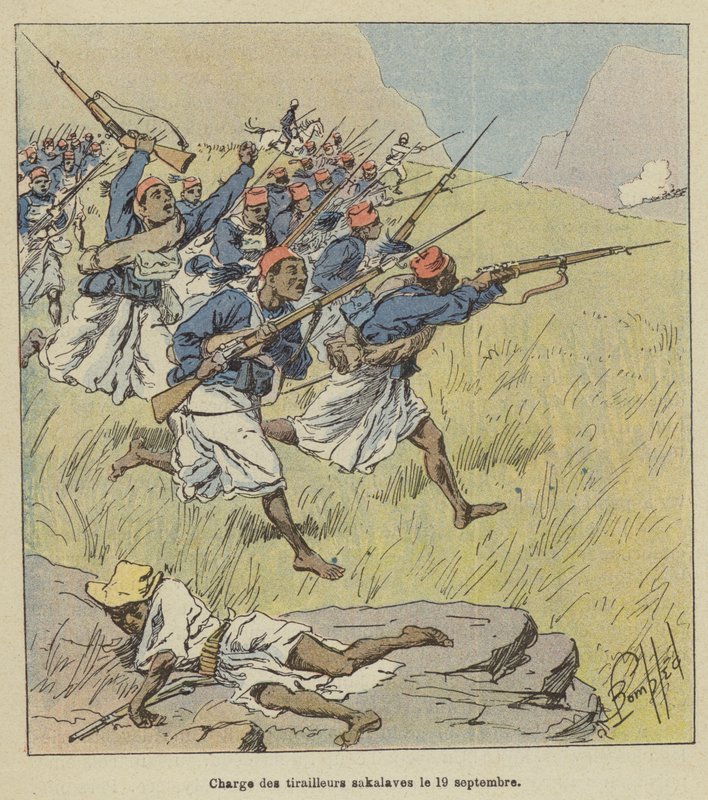 Charge des tirailleurs sakalaves le 19 septembre - after Louis Charles Bombled