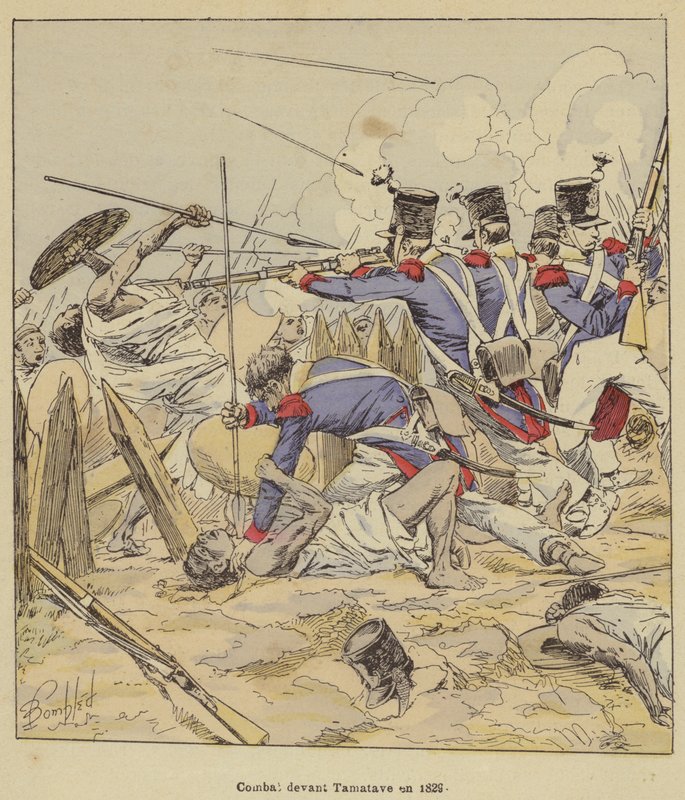 Combat devant Tamatave en 1829 - after Louis Charles Bombled