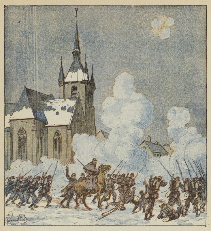 Défense de Patay par le 75e mobiles - after Louis Charles Bombled