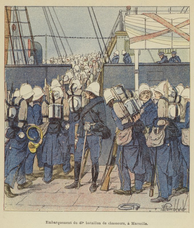 Embarquement du 40e bataillon de chasseurs, à Marseille - after Louis Charles Bombled