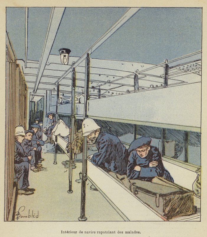Intérieur de navire rapatriant des malades - after Louis Charles Bombled