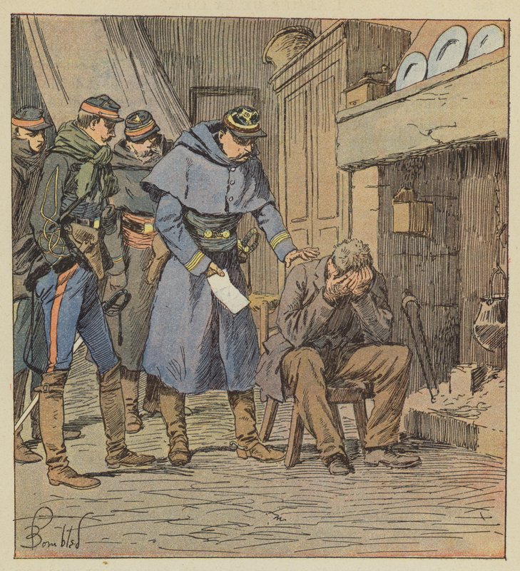 Le commandant Safflet remet au fermier Blanchet un bon de 875 francs sur la caisse du corps - after Louis Charles Bombled