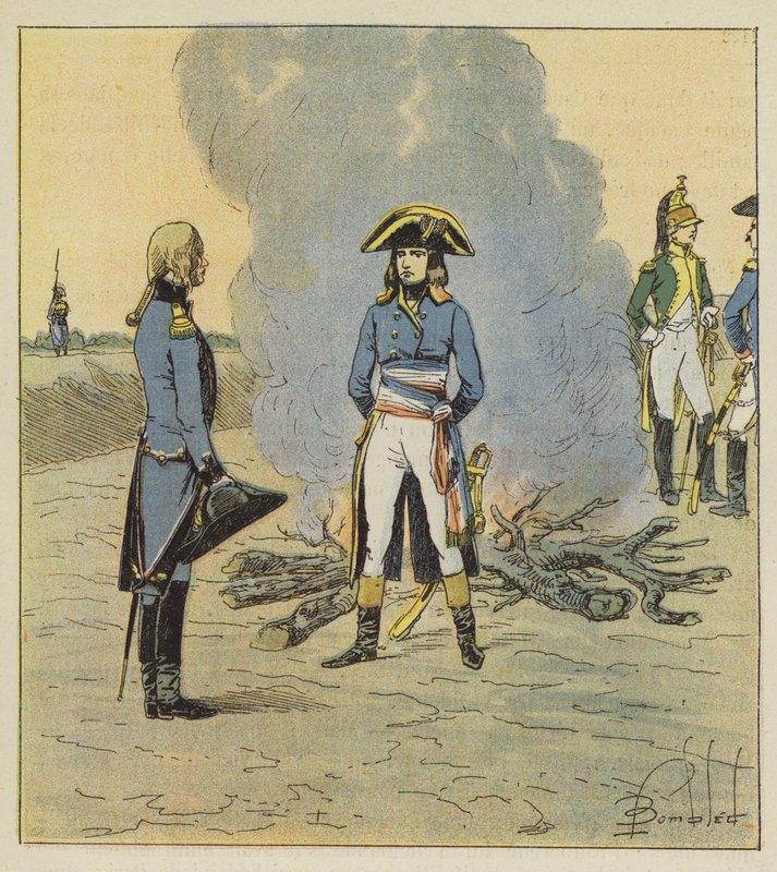 Le jeune général le voyant officier du génie, lui donna une commission relative au métier - after Louis Charles Bombled