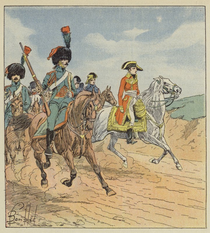 Le premier consul et les chasseurs de la garde consulaire, gardes - after Louis Charles Bombled