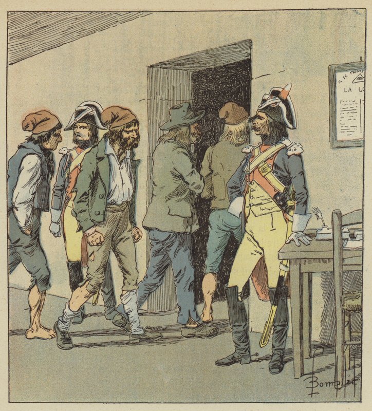 Les prisons furent remplies de sans-culottes et de tout ce que la société avait de plus impur - after Louis Charles Bombled