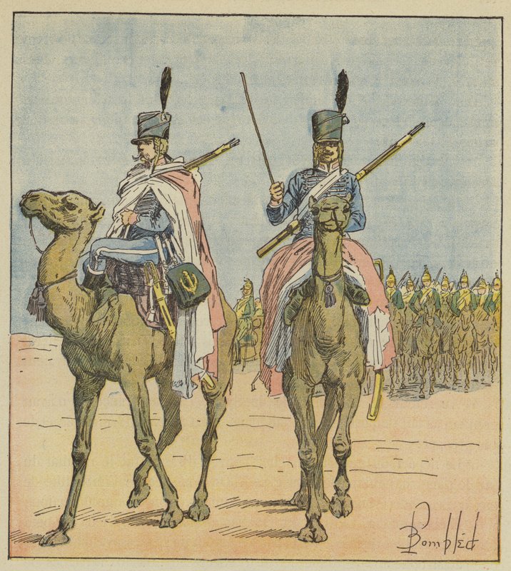 Napoléon créa des régiments de dromadaires - after Louis Charles Bombled
