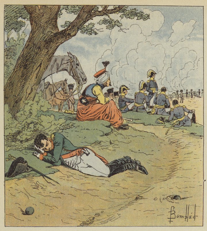 Napoléon dormant pendant la bataille - after Louis Charles Bombled