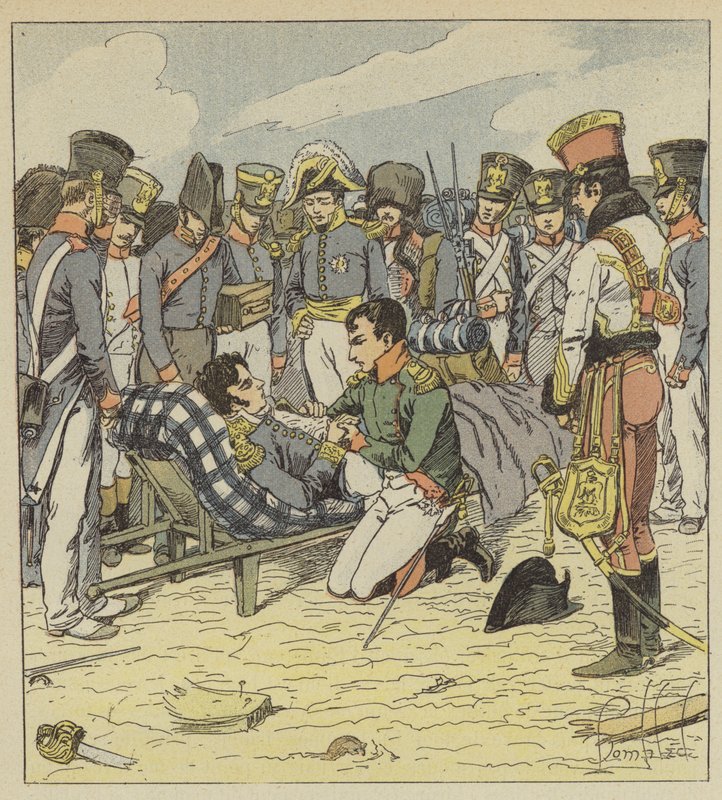 Napoléon et le maréchal Lannes mourant - after Louis Charles Bombled