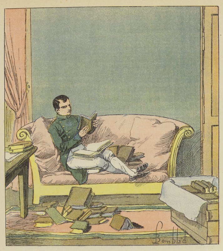 Napoléon parcourt les livres qui viennent de lui être envoyés - after Louis Charles Bombled