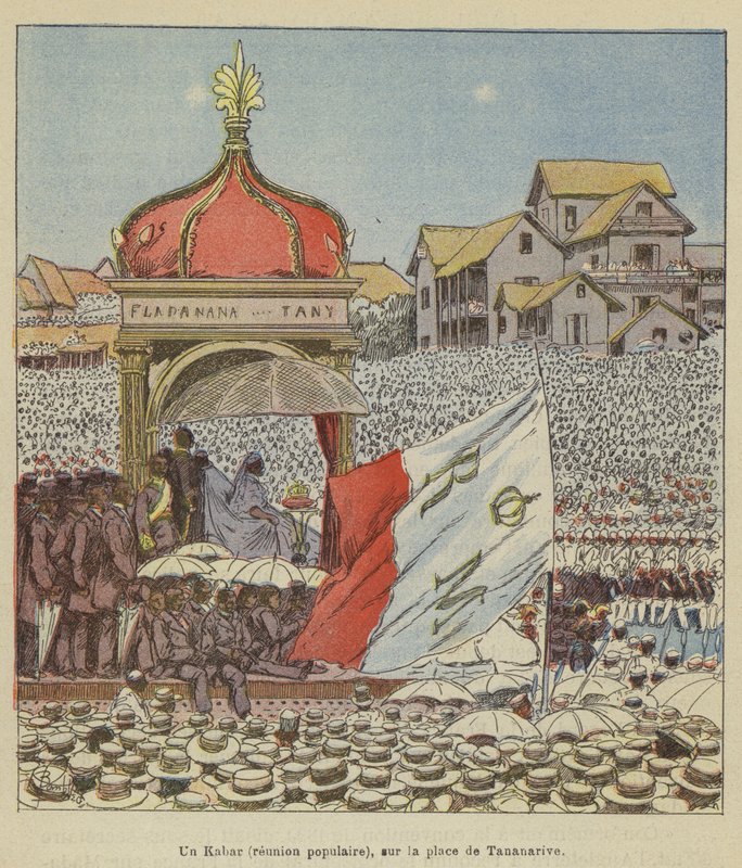 Un Kabar (réunion populaire), sur la place de Tananarive - after Louis Charles Bombled