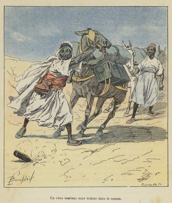 Un obus tombant sans éclater dans le convoi - after Louis Charles Bombled