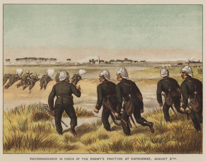 Reconnaissance en force de la position ennemie à Kafrdowar, 5 août - after Richard Simkin