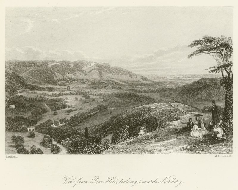 Vue de Box Hill, en direction de Norbury - after Thomas Allom