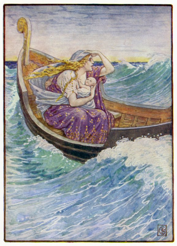 Pendant deux jours et deux nuits, le bateau fut ballotté de-ci de-là - after Walter Crane