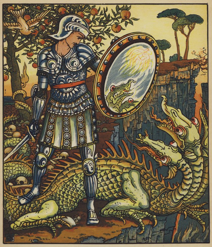 Le prince Chéri et le dragon - after Walter Crane