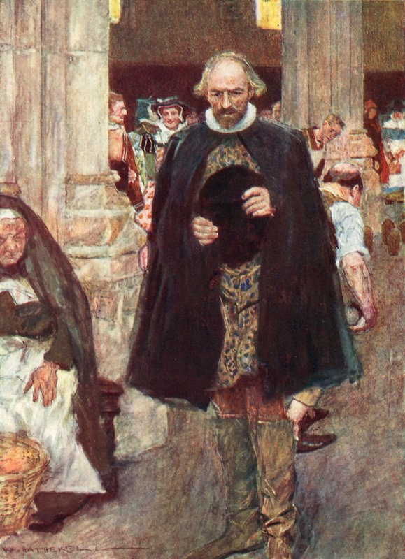 Shakespeare marchant dans la vieille cathédrale Saint-Paul, Londres - after William Hatherell