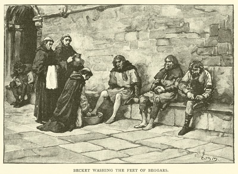 Becket lavant les pieds des mendiants - after William Henry Margetson
