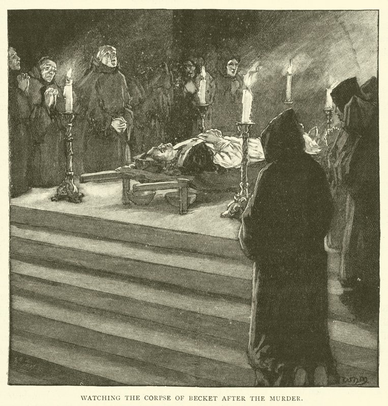 Veillant le corps de Becket après le meurtre - after William Henry Margetson