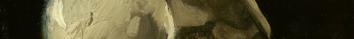 Tête de squelette avec une cigarette allumée (Vincent van Gogh), Detail: Schädeldach und Augenhöhle