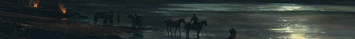 Vue de Dresde au clair de lune (Johan Christian Dahl), Detail: Pferde im Flachwasser